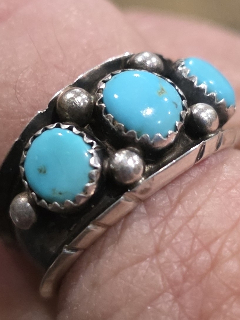 SOLD.  Size 10, Navajo Kingman Turquoise Ring